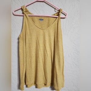 Old Navy Yellow and White Relaxed Tie Front Tank Top